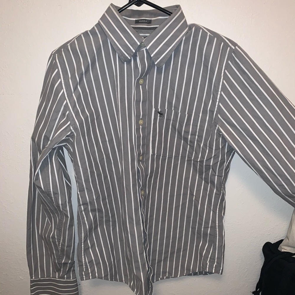 Grey Abercrombie and Fitch Casual Buttondown